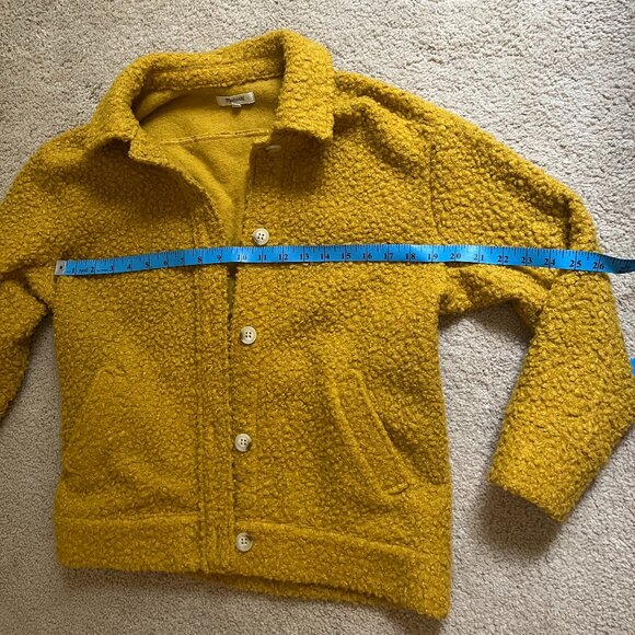 *Madewell* Mustard Yellow Bouclé Bomber | Yellow Teddy Jacket | XXS | Oversized - Picture 4 of 15